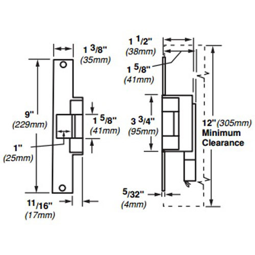 6226-DS-24VDC-US32D Von Duprin Electric Strike for Mortise or Cylindrical Locksets in Satin Stainless Steel Finish
