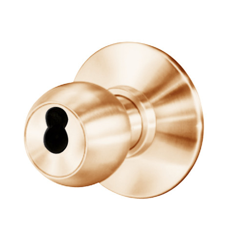 8K57W4DS3611 Best 8K Series Institutional Heavy Duty Cylindrical Knob Locks with Round Style in Bright Bronze