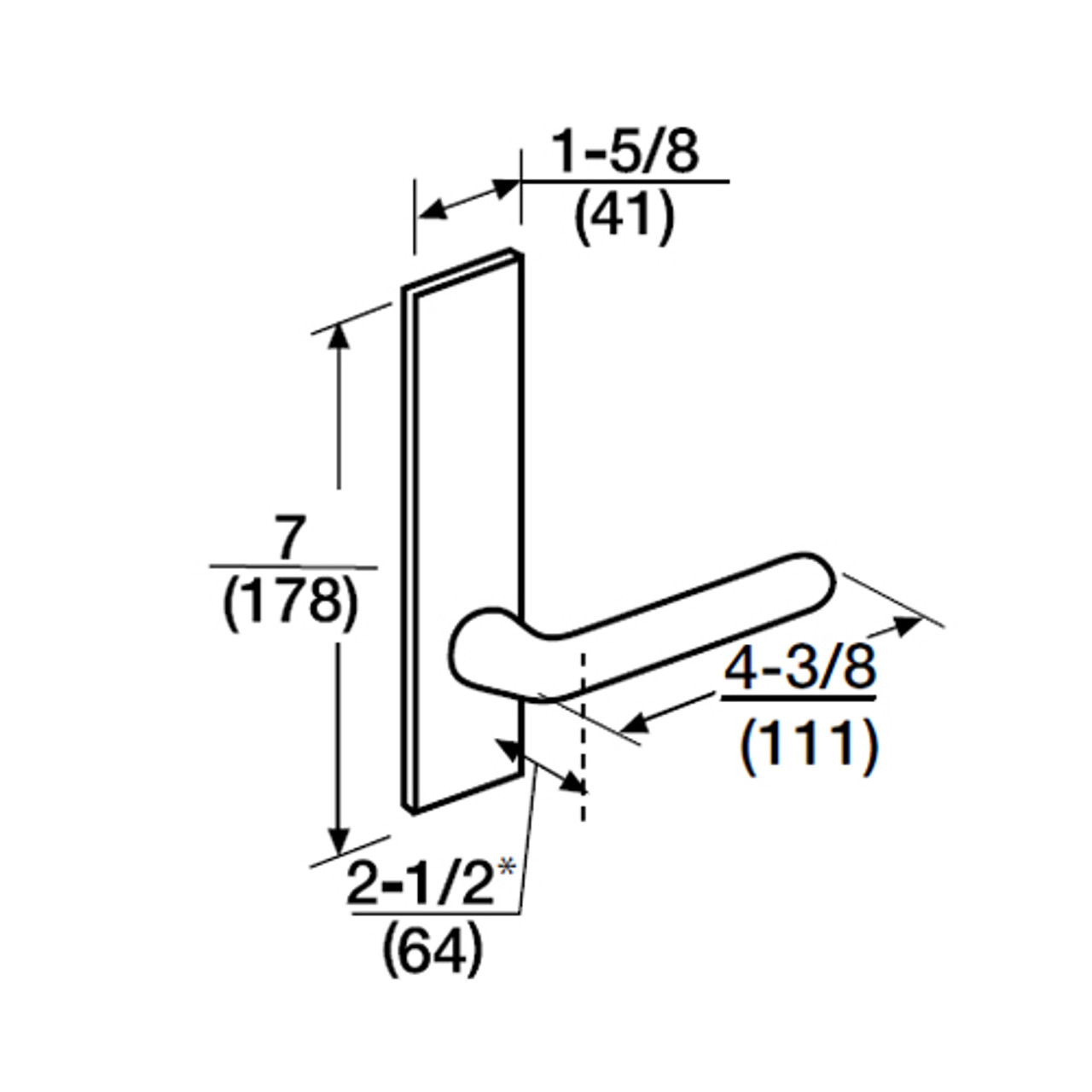 ML2065-RSP-606-CL7 Corbin Russwin ML2000 Series IC 7-Pin Less Core Mortise Dormitory Locksets with Regis Lever in Satin Brass