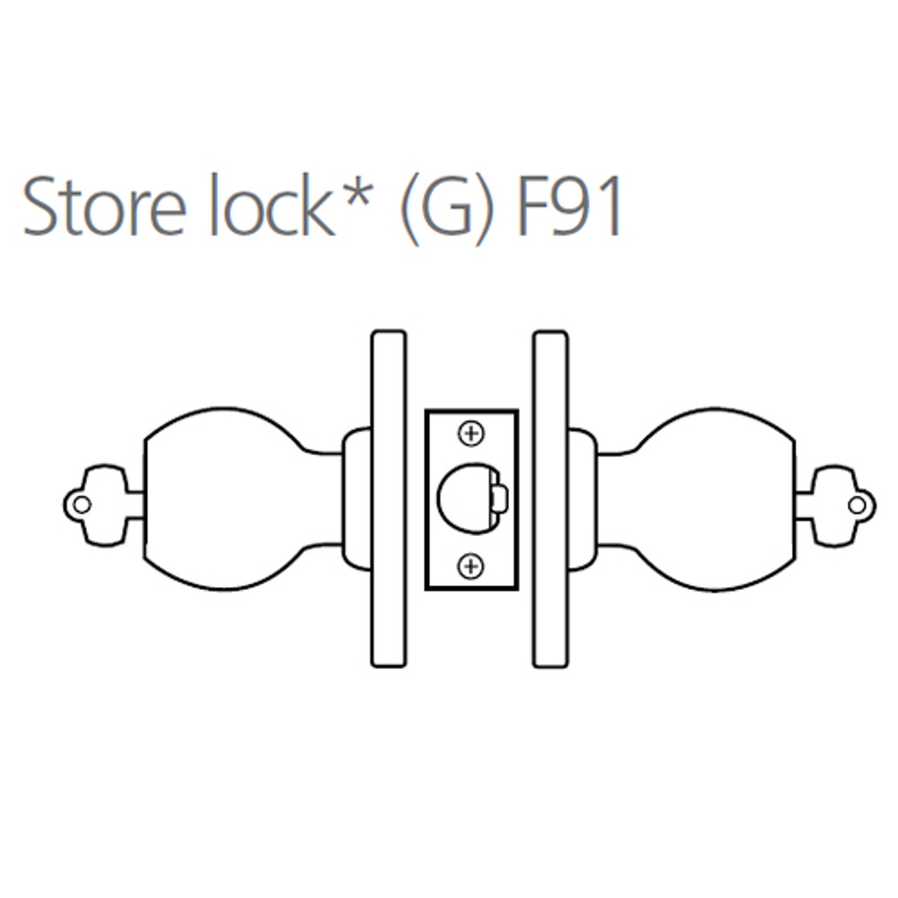 8K47G4DS3605 Best 8K Series Storeroom Heavy Duty Cylindrical Knob Locks with Round Style in Bright Brass