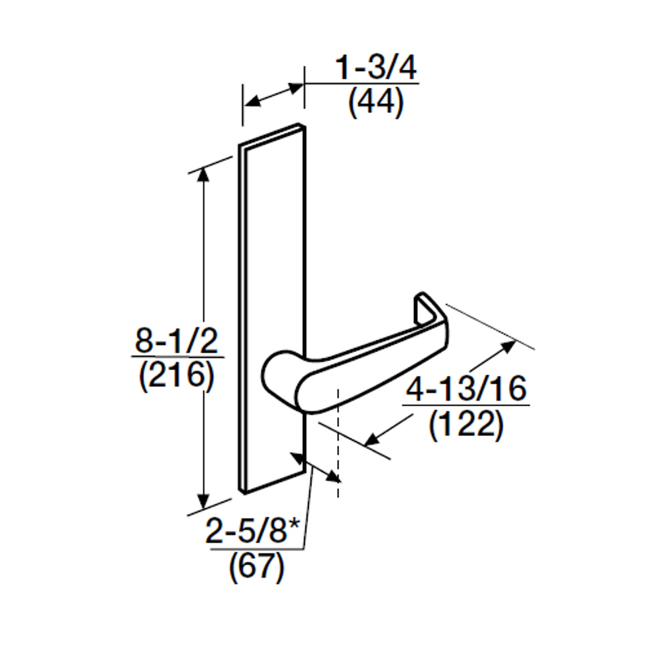 ML2010-NSR-618 Corbin Russwin ML2000 Series Mortise Passage Locksets with Newport Lever in Bright Nickel