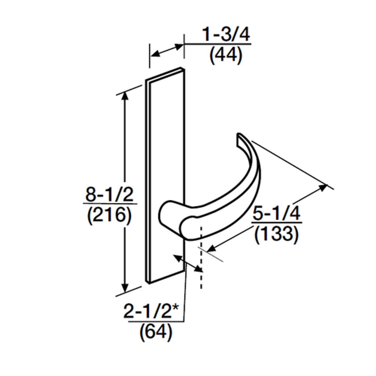 ML2020-PSR-618 Corbin Russwin ML2000 Series Mortise Privacy Locksets with Princeton Lever in Bright Nickel