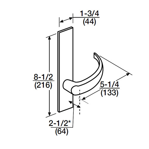 ML2051-PSR-606-LC Corbin Russwin ML2000 Series Mortise Office Locksets with Princeton Lever in Satin Brass