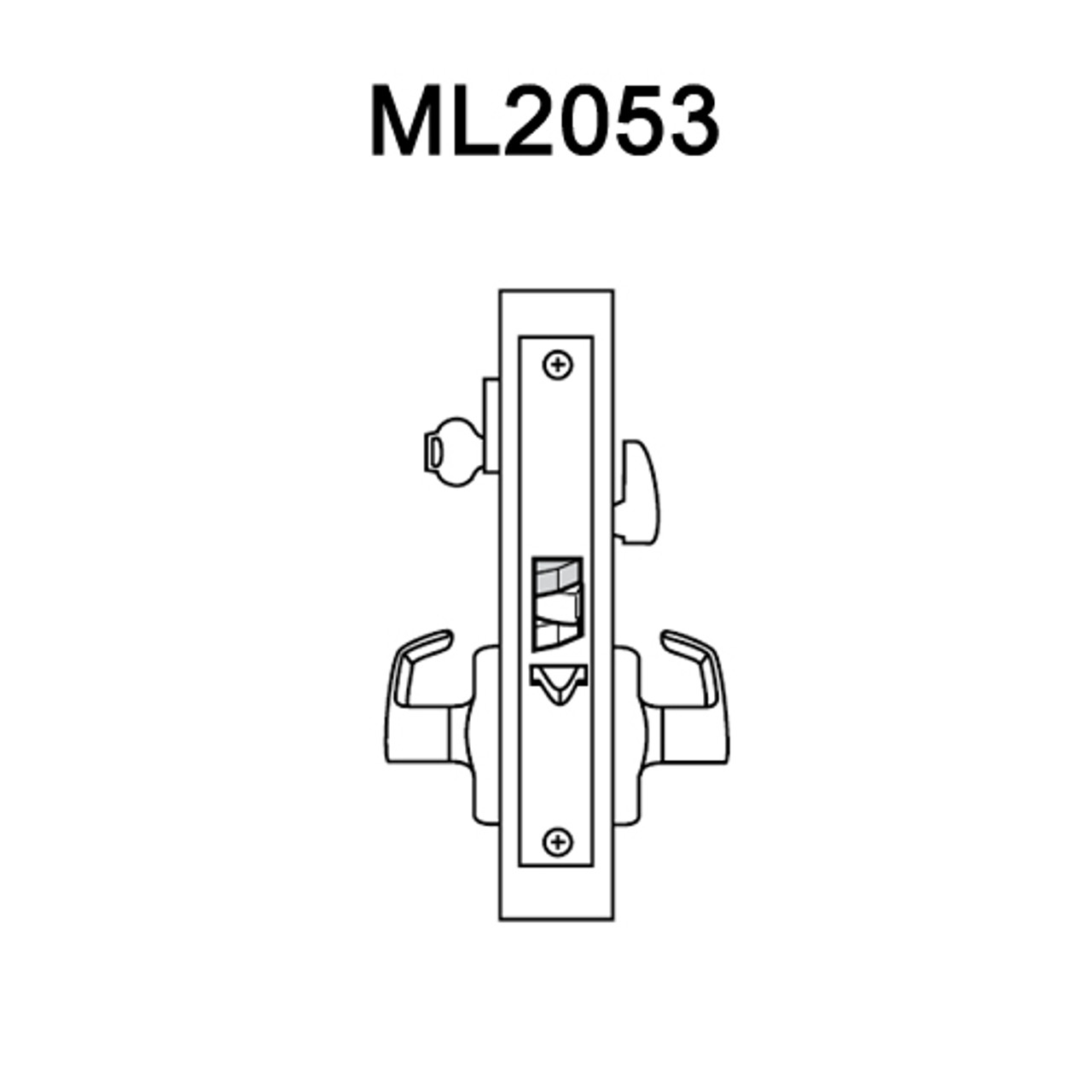ML2053-PSR-618-LC Corbin Russwin ML2000 Series Mortise Entrance Locksets with Princeton Lever in Bright Nickel