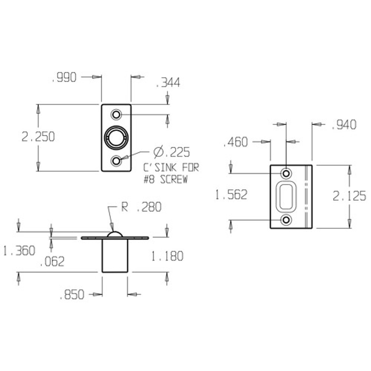 1714-609 Don Jo Ball Latch with 2 1/4" x 1" latch