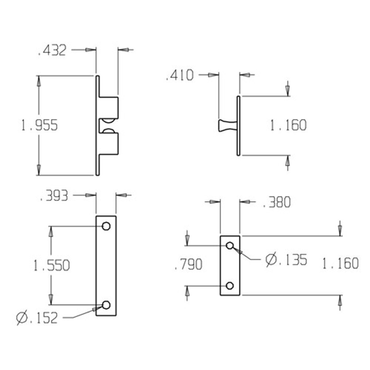 1718-613 Don Jo Friction Catch with 1-7/8" x 3/8" (inches)