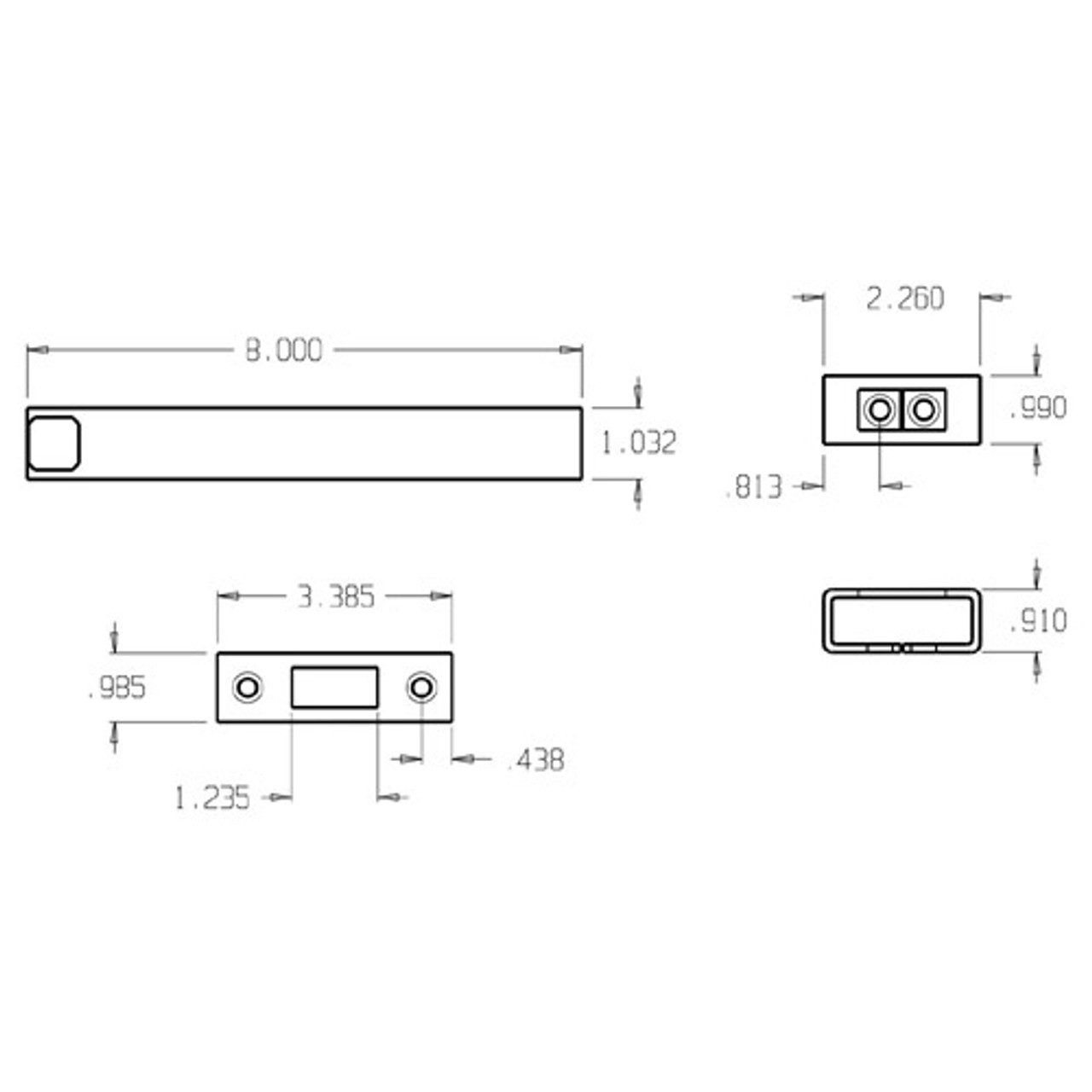 1578-626 Don Jo Surface Bolt with 8" bolt length