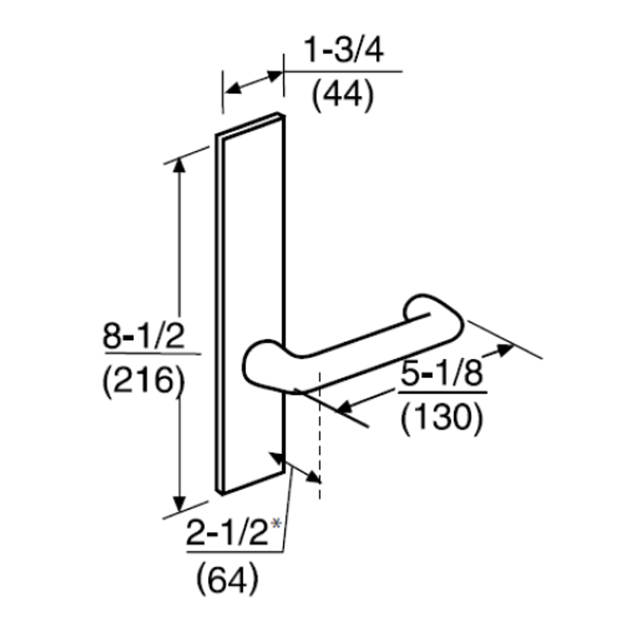 ML2051-LSR-625-CL7 Corbin Russwin ML2000 Series IC 7-Pin Less Core Mortise Office Locksets with Lustra Lever in Bright Chrome