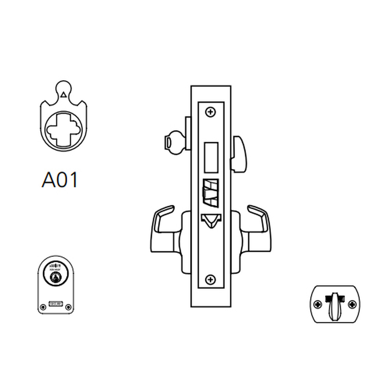 ML2075-LSR-605-CL6 Corbin Russwin ML2000 Series IC 6-Pin Less Core Mortise Entrance or Office Security Locksets with Lustra Lever and Deadbolt in Bright Brass
