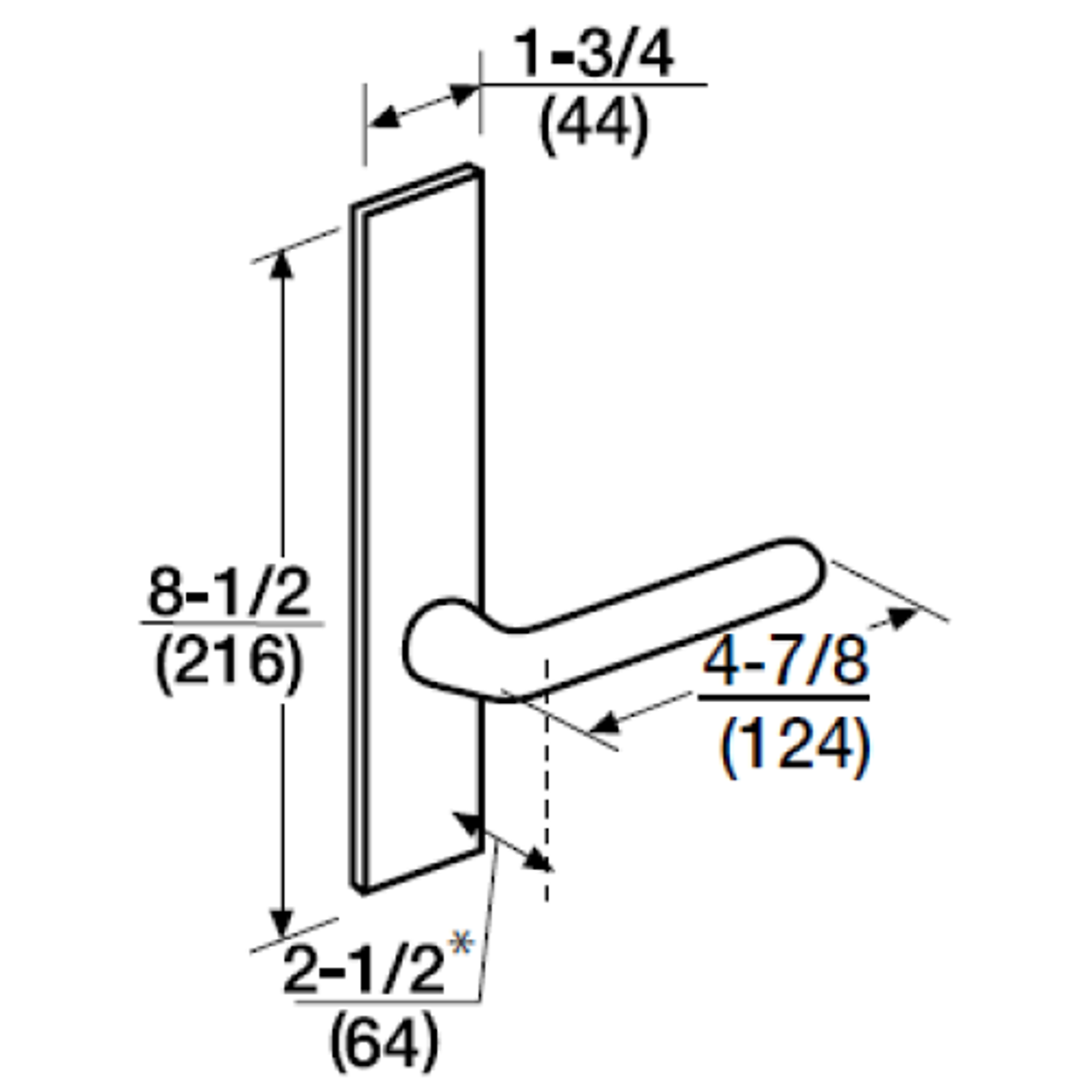 ML2050-RWR-618 Corbin Russwin ML2000 Series Mortise Half Dummy Locksets with Regis Lever in Bright Nickel