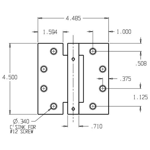 SH74545-651 Don Jo Full Mortise Spring Hinge Dimensional View