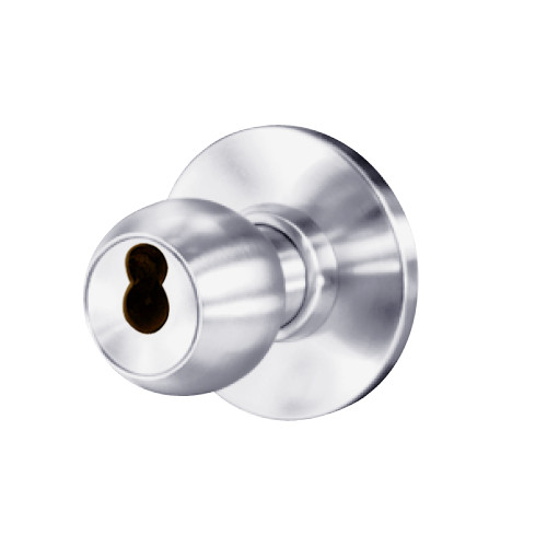 8K57DZ4AS3626 Best 8K Series Closet or Storeroom Heavy Duty Cylindrical Knob Locks with Round Style in Satin Chrome
