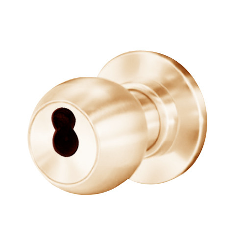 8K37EA4CS3611 Best 8K Series Entrance or Office Heavy Duty Cylindrical Knob Locks with Round Style in Bright Bronze