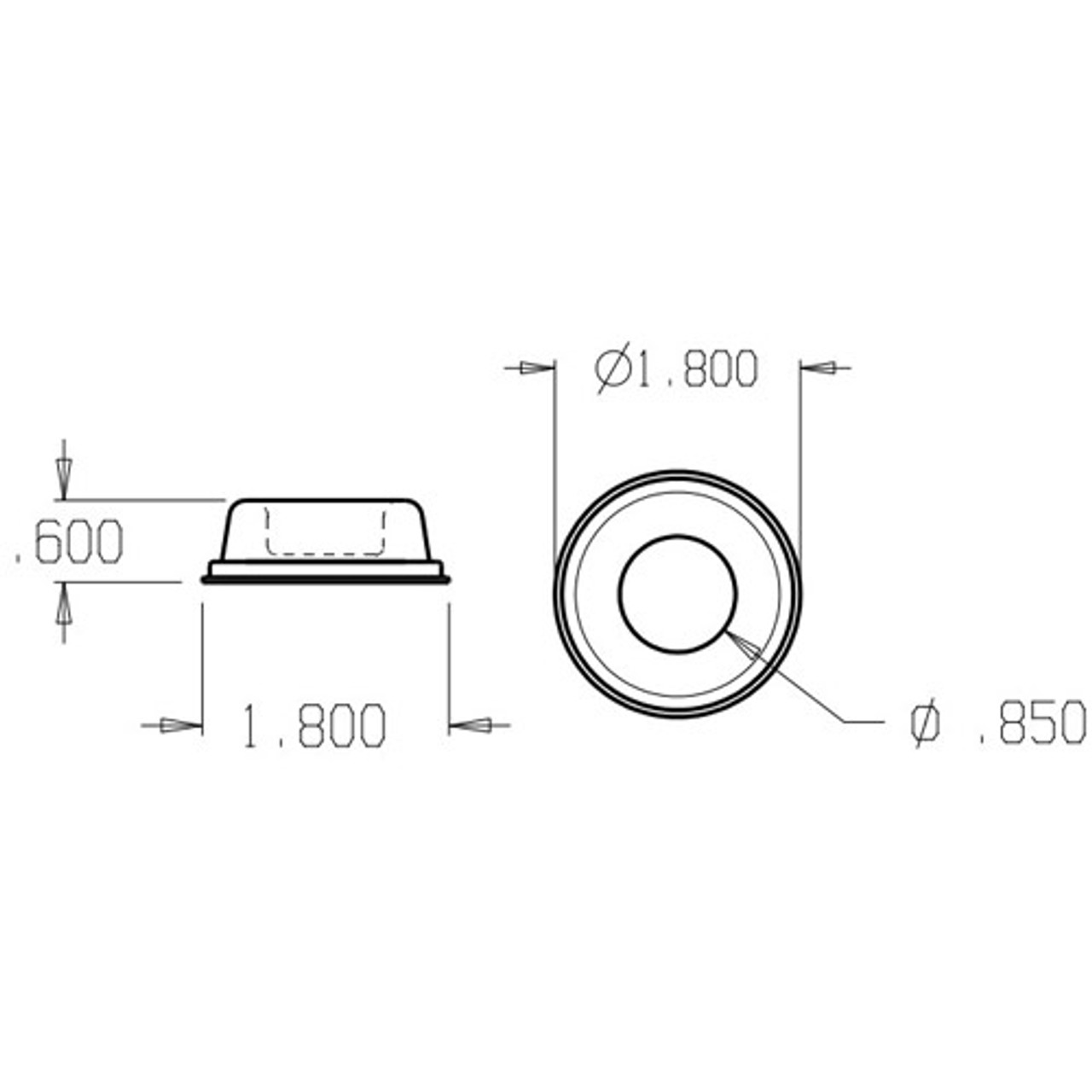 1401-Gray Don Jo Rubber Wall Bumper Dimensional View