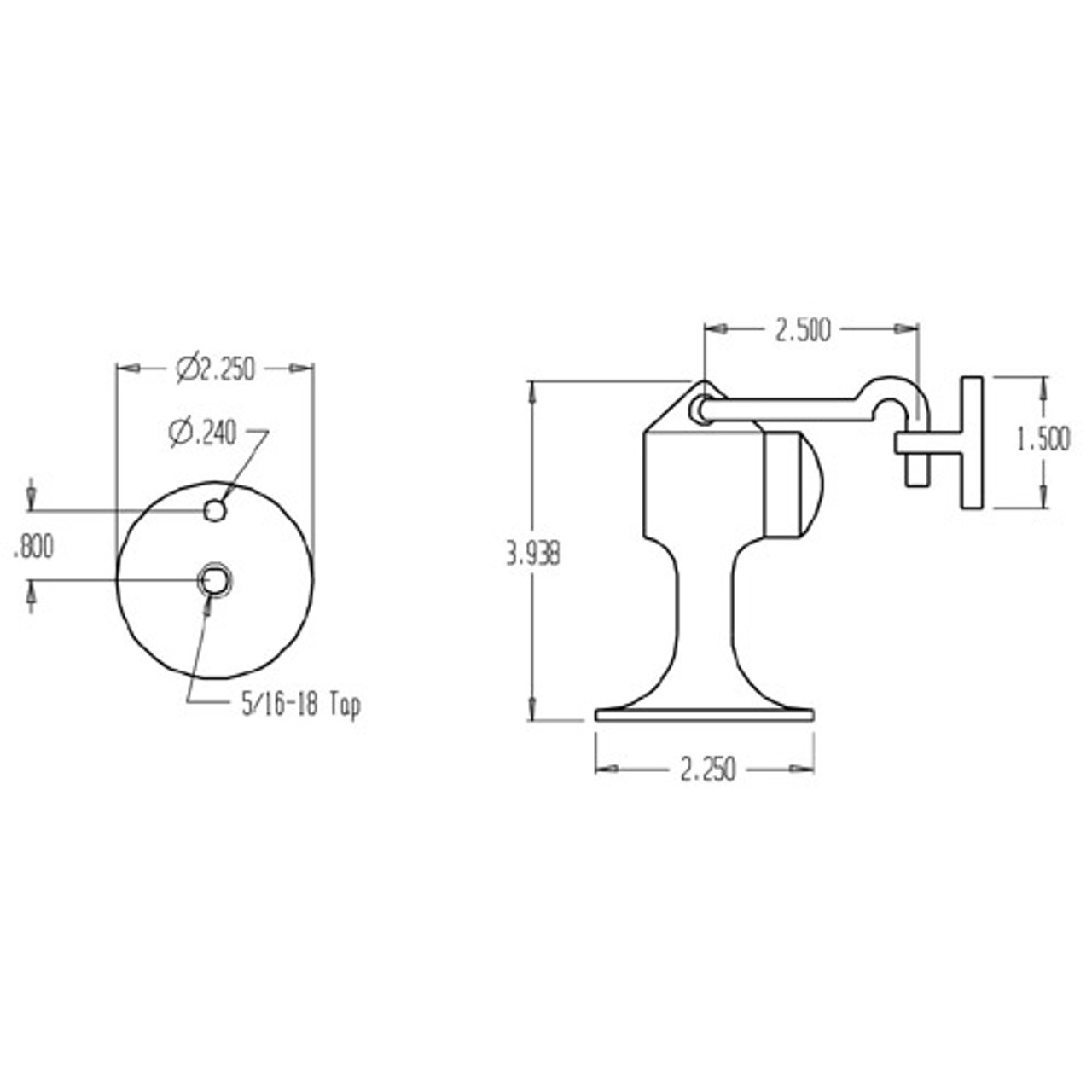 1473-605 Don Jo Door Stop Dimensional View