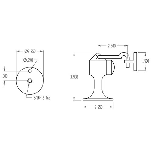 1474-626 Don Jo Door Stop Dimensional View