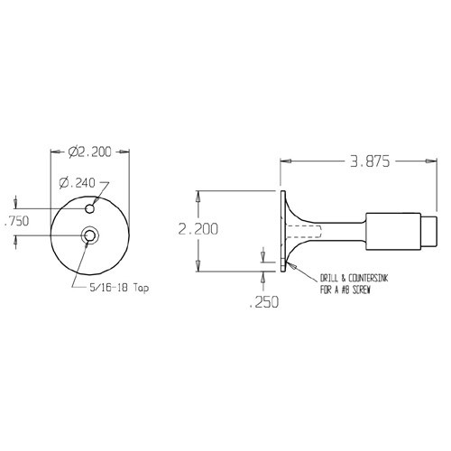 1476-626 Don Jo Door Stop Dimensional View