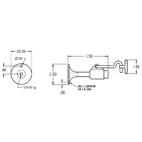 1477-626 Don Jo Door Stop Dimensional View