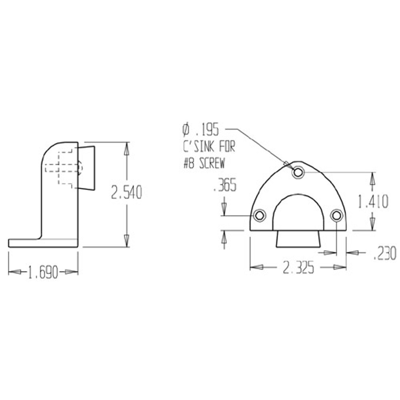 1449-605 Don Jo Door Stop Dimensional View