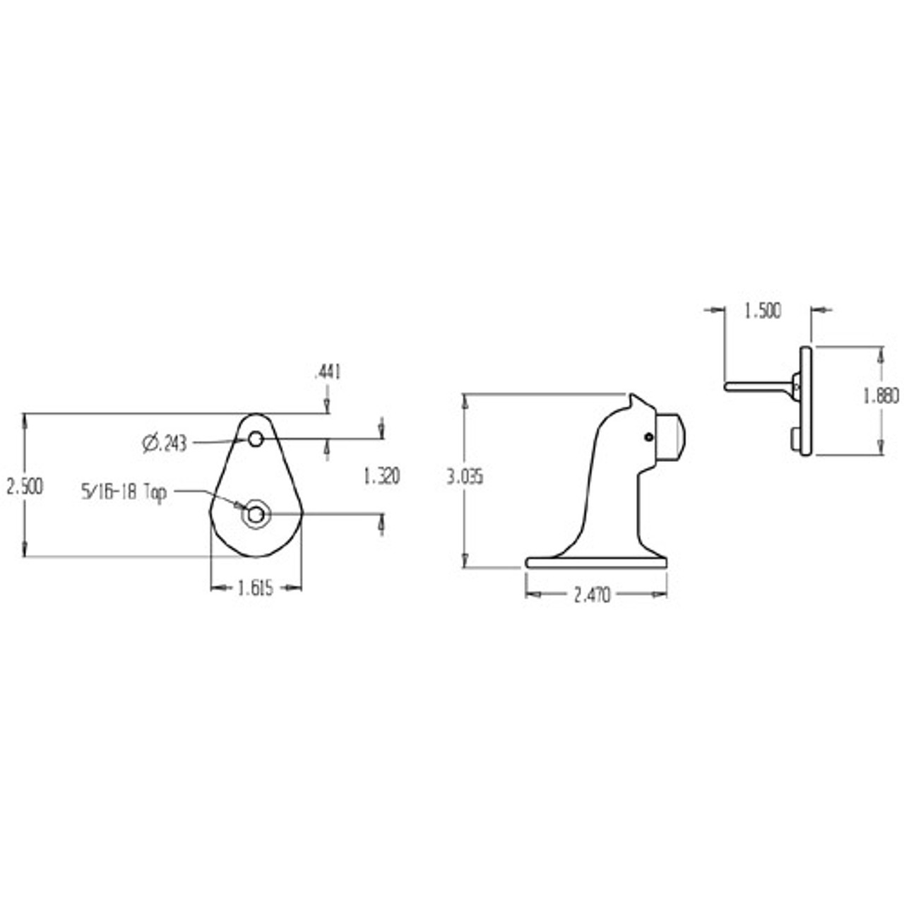 1453-626 Don Jo Door Stop Dimensional View