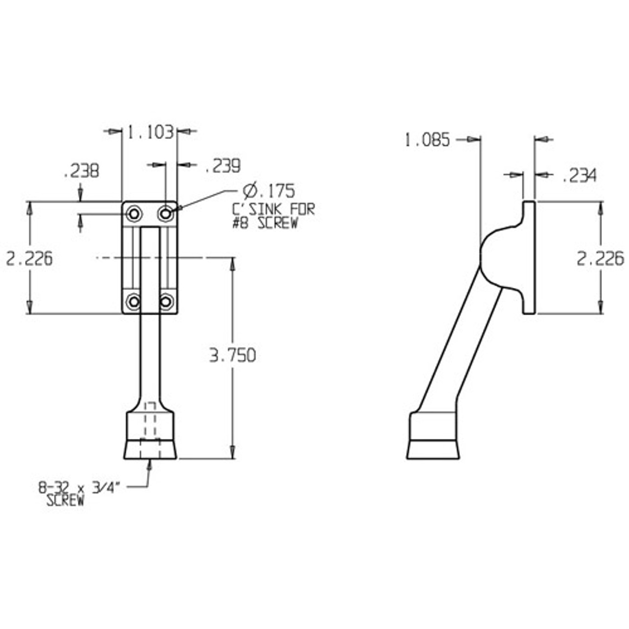 1464-626 Don Jo Door Holder Dimensional View