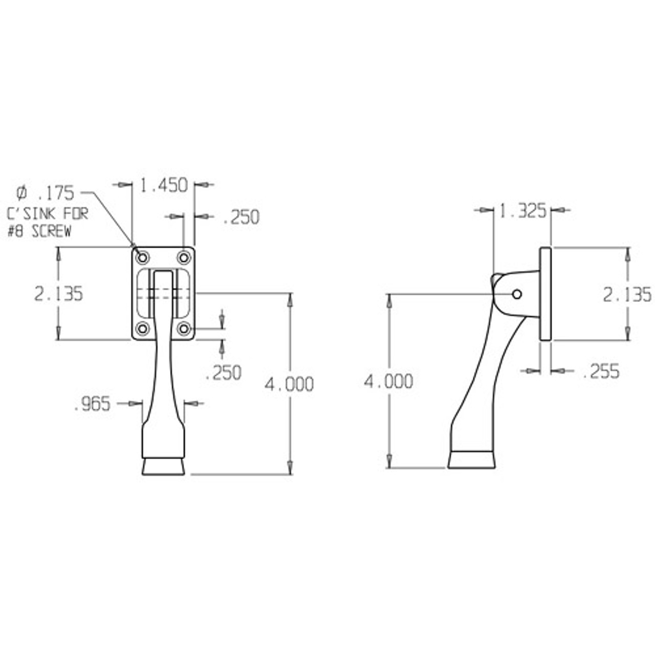 1466-AL Don Jo Door Holder Dimensional View