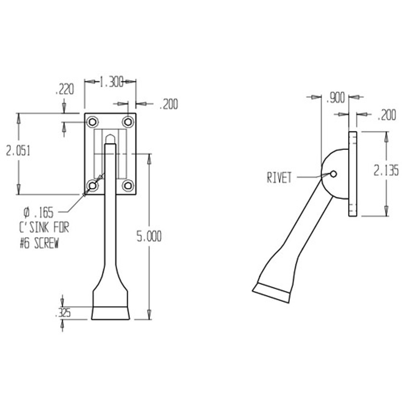 1467-605 Don Jo Door Holder Dimensional View 1467-605 Don Jo Door Holder Dimensional View