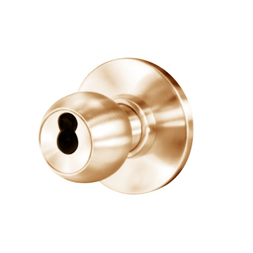 8K37XD4AS3611 Best 8K Series Special Heavy Duty Cylindrical Knob Locks with Round Style in Bright Bronze
