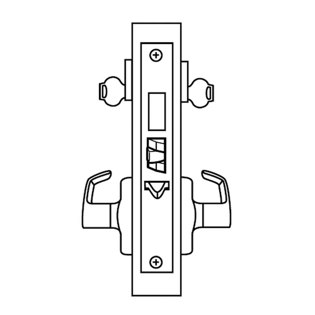 ML2072-LWN-629-LC Corbin Russwin ML2000 Series Mortise Classroom Intruder Locksets with Lustra Lever with Deadbolt in Bright Stainless Steel