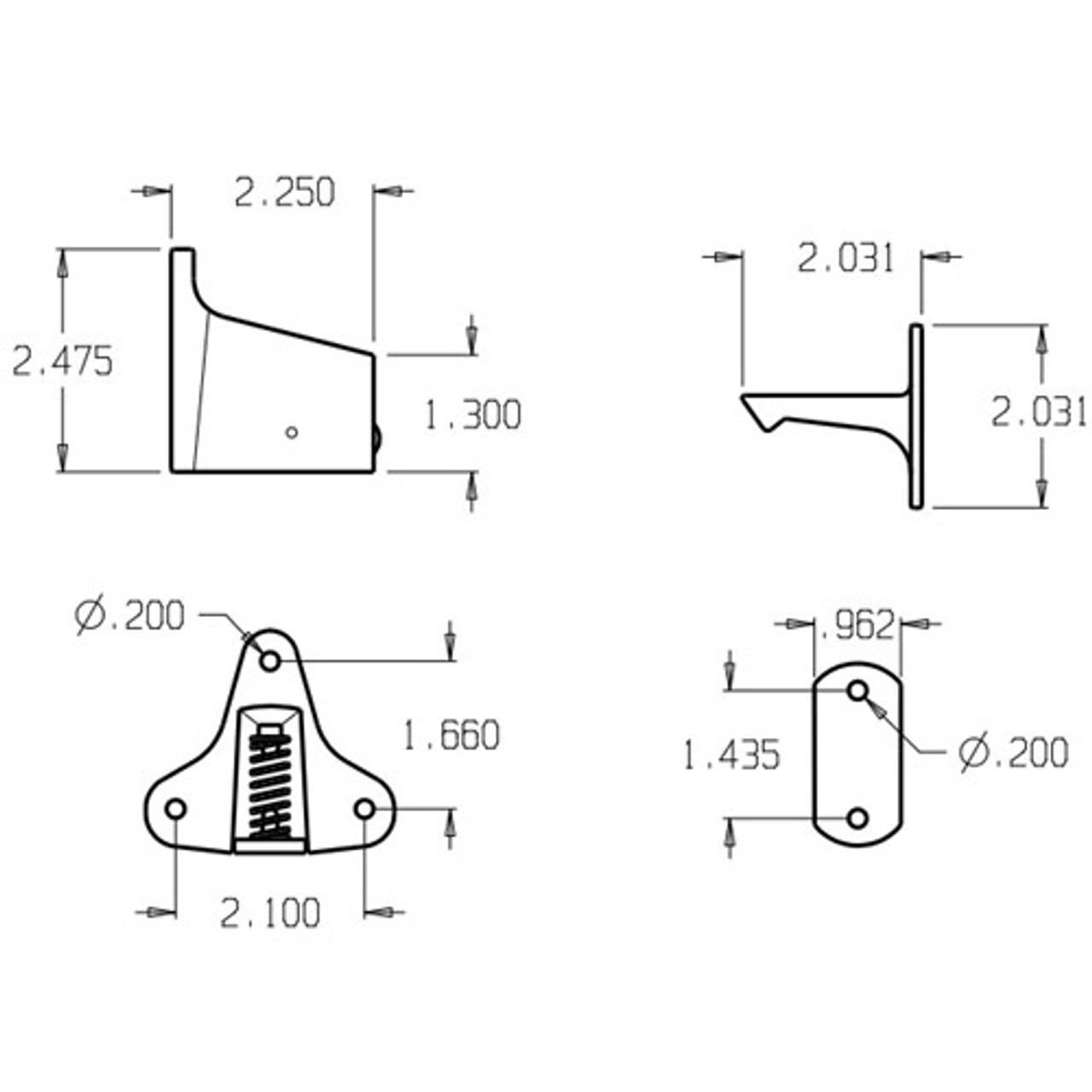 1514-626 Don Jo Door Holder Dimensional View