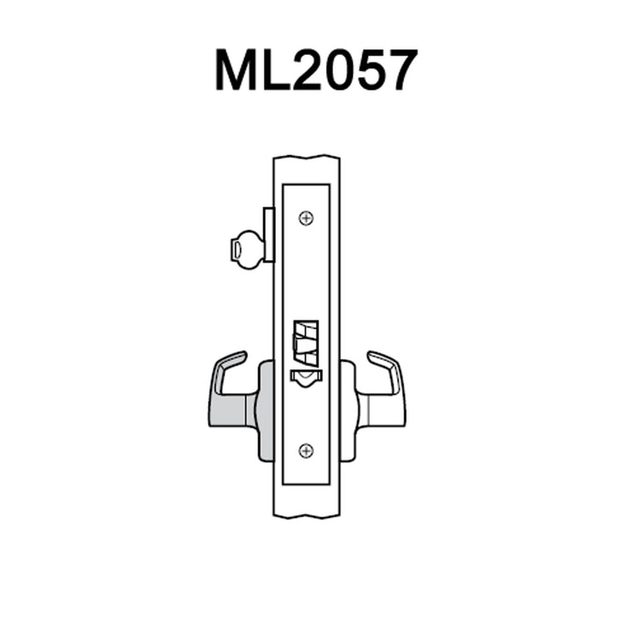ML2057-RWM-605-CL7 Corbin Russwin ML2000 Series IC 7-Pin Less Core Mortise Storeroom Locksets with Regis Lever in Bright Brass