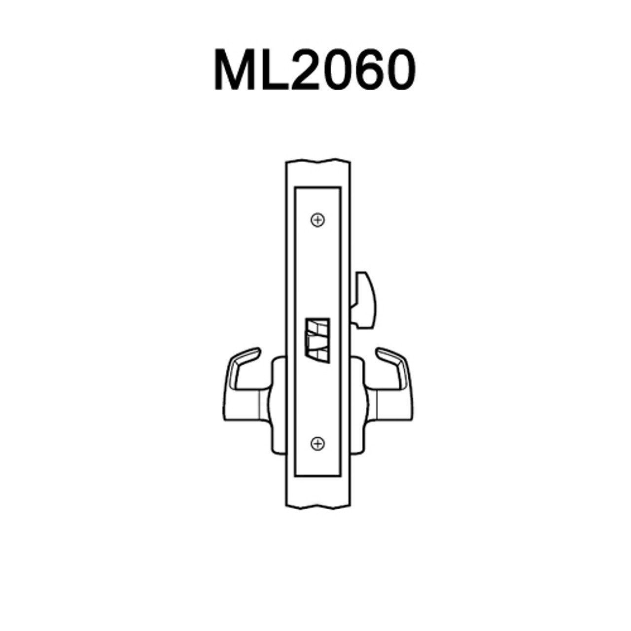ML2060-RWP-626-M31 Corbin Russwin ML2000 Series Mortise Privacy Locksets with Regis Lever in Satin Chrome