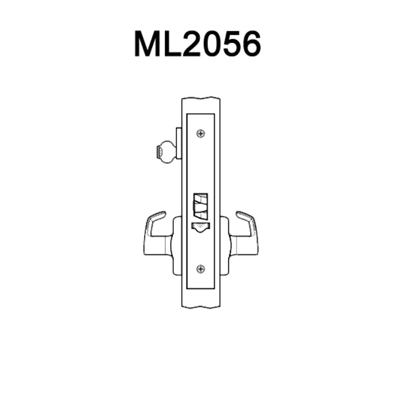 ML2056-RWP-625-LC Corbin Russwin ML2000 Series Mortise Classroom Locksets with Regis Lever in Bright Chrome