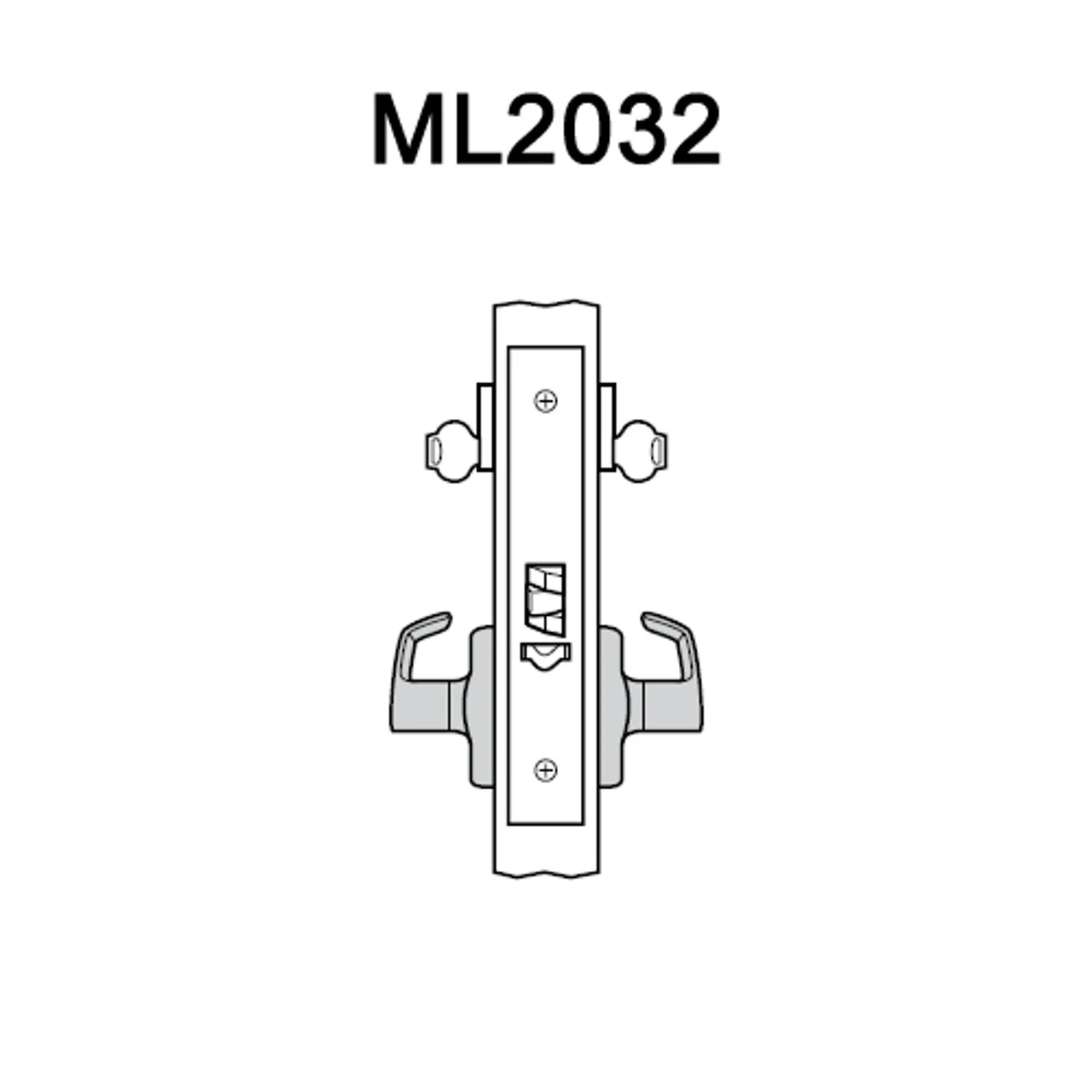 ML2032-RWP-606-LC Corbin Russwin ML2000 Series Mortise Institution Locksets with Regis Lever in Satin Brass