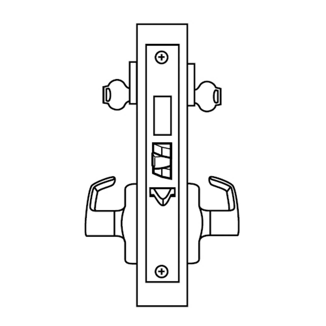 ML2072-RWP-618-LC Corbin Russwin ML2000 Series Mortise Classroom Intruder Locksets with Regis Lever with Deadbolt in Bright Nickel