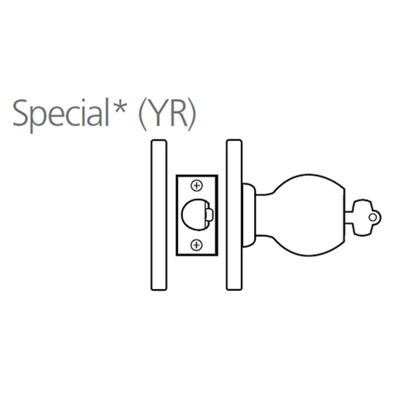 8K47YR6ASTK605 Best 8K Series Exit Heavy Duty Cylindrical Knob Locks with Tulip Style in Bright Brass