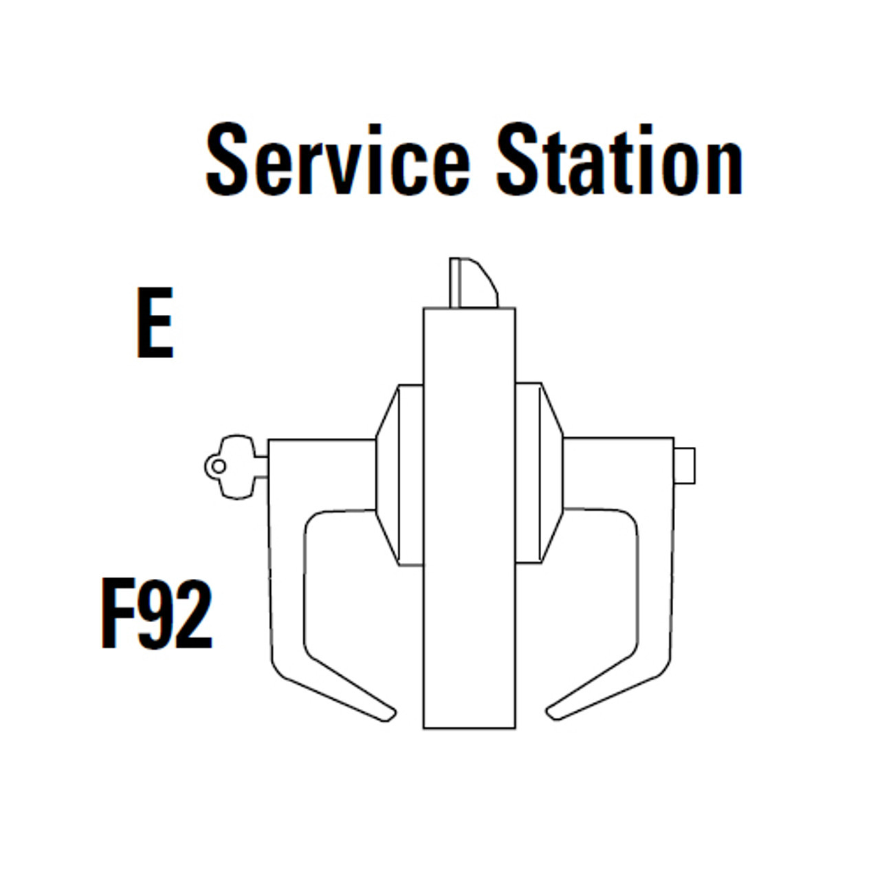 9K37E15DS3606LM Best 9K Series Service Station Cylindrical Lever Locks with Contour Angle with Return Lever Design Accept 7 Pin Best Core in Satin Brass