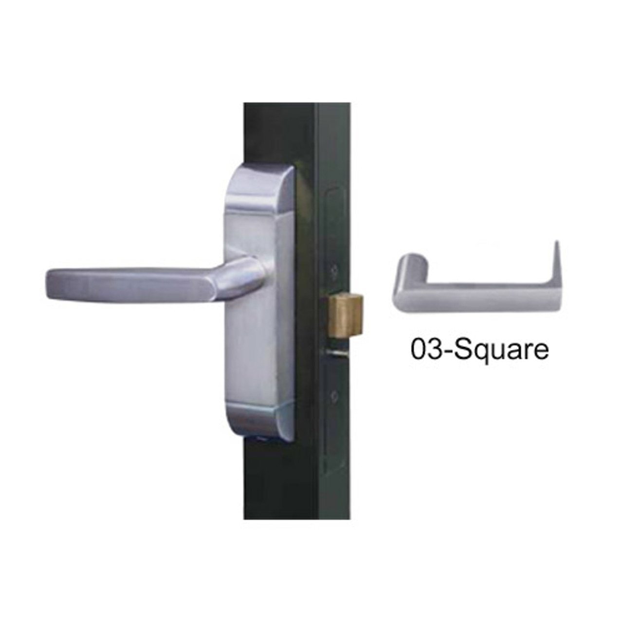 4600-03-542-US32D Adams Rite Heavy Duty Square Deadlatch Handles in Satin Stainless Finish