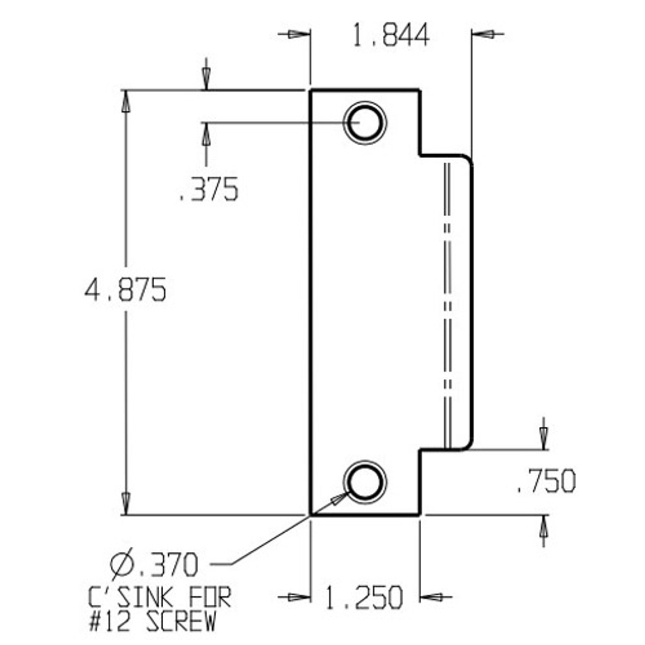 BS-161-613 Don Jo ANSI Strike Dimensional View BS-161-613 Don Jo ANSI Strike Dimensional View