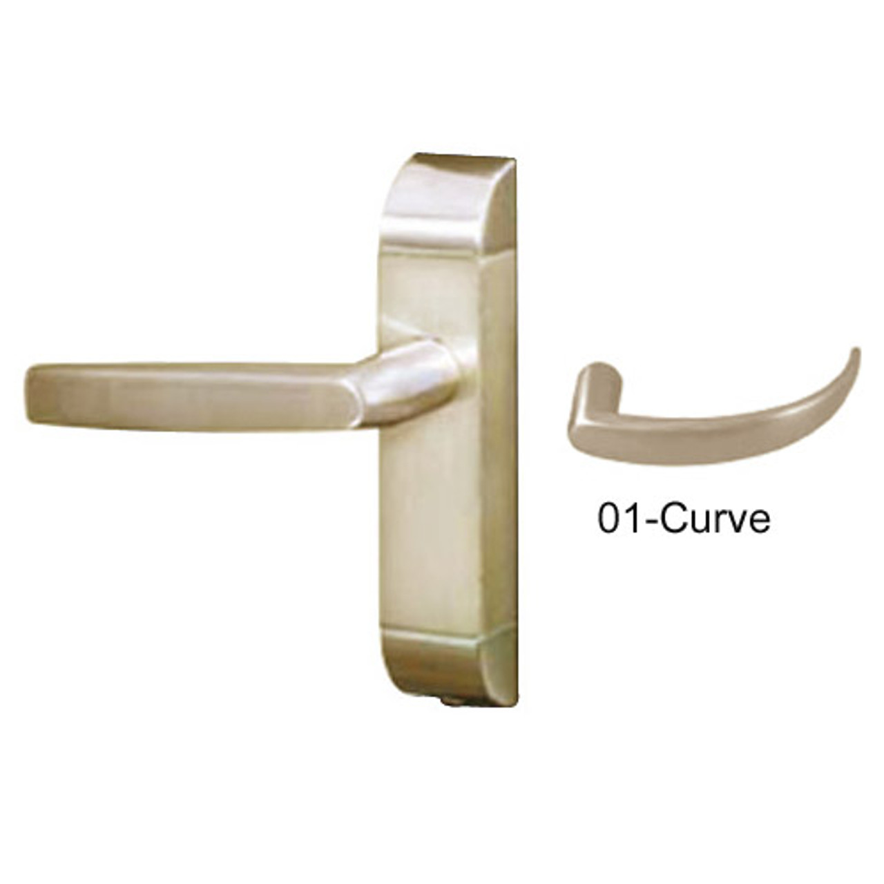 4600-01-651-US4 Adams Rite Heavy Duty Curve Deadlatch Handles in Satin Brass Finish