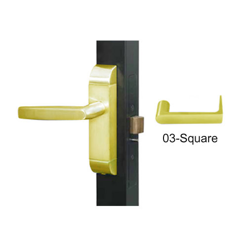 4600-03-531-US3 Adams Rite Heavy Duty Square Deadlatch Handles in Bright Brass Finish
