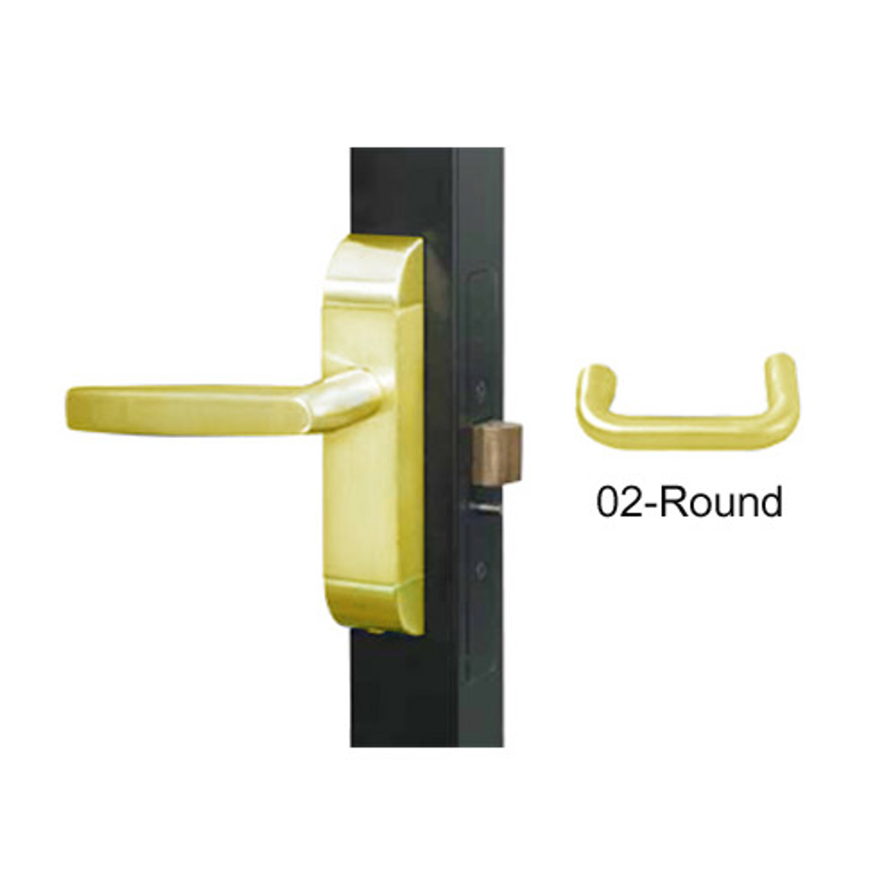 4600M-02-552-US3 Adams Rite Heavy Duty Round Deadlatch Handles in Bright Brass Finish