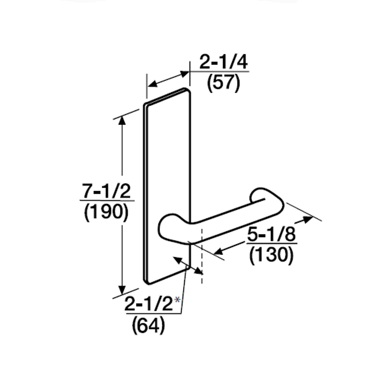 ML2050-LSM-625 Corbin Russwin ML2000 Series Mortise Half Dummy Locksets with Lustra Lever in Bright Chrome