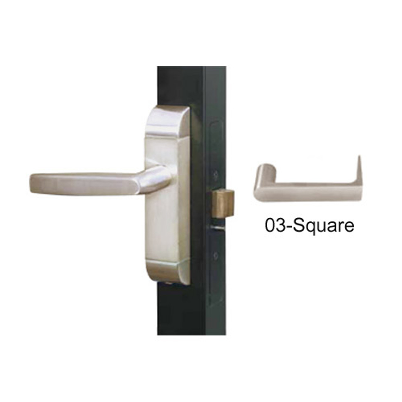 4600M-03-522-US4 Adams Rite Heavy Duty Square Deadlatch Handles in Satin Brass Finish