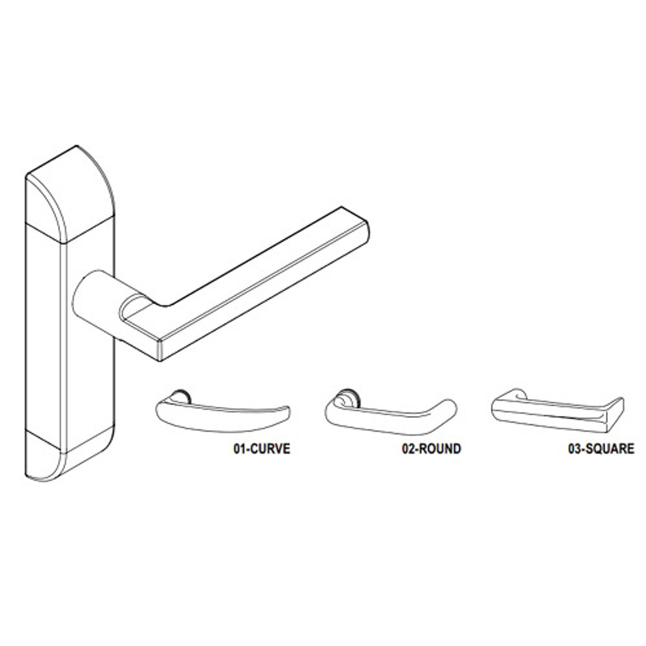 4600M-03-642-US32 Adams Rite Heavy Duty Square Deadlatch Handles