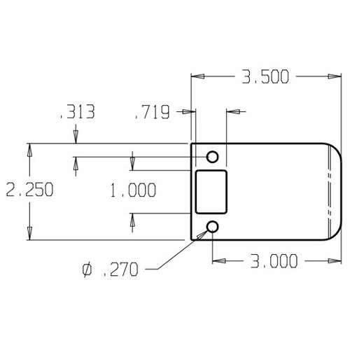 9103-605 Don Jo 2-1/4" Extended Lip Strike Dimensional View