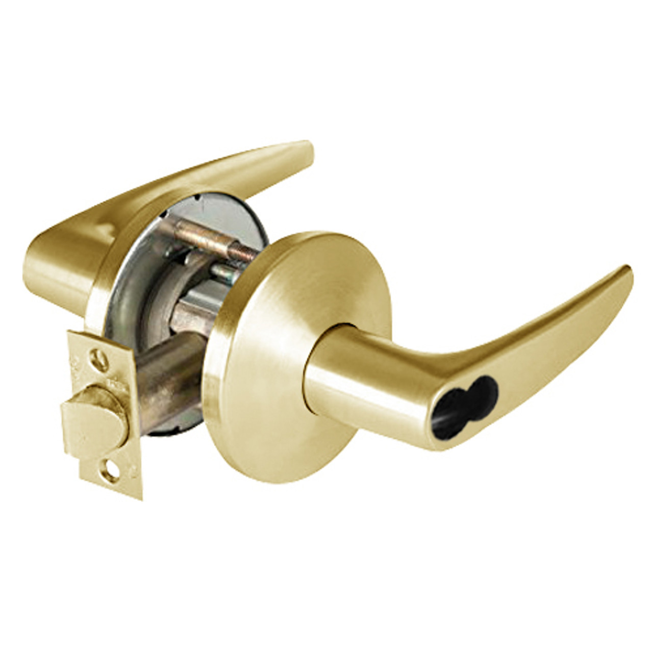 9K37A16LSTK605LM Best 9K Series Dormitory or Storeroom Cylindrical Lever Locks with Curved without Return Lever Design Accept 7 Pin Best Core in Bright Brass