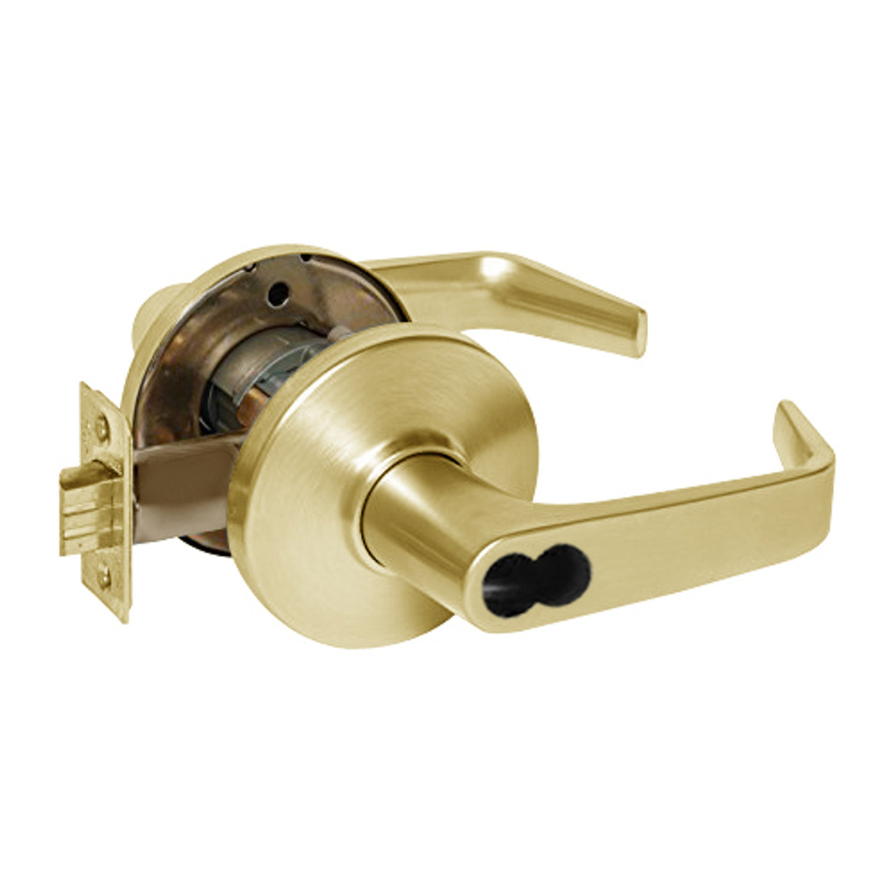 9K37A15DS3605LM Best 9K Series Dormitory or Storeroom Cylindrical Lever Locks with Contour Angle with Return Lever Design Accept 7 Pin Best Core in Bright Brass