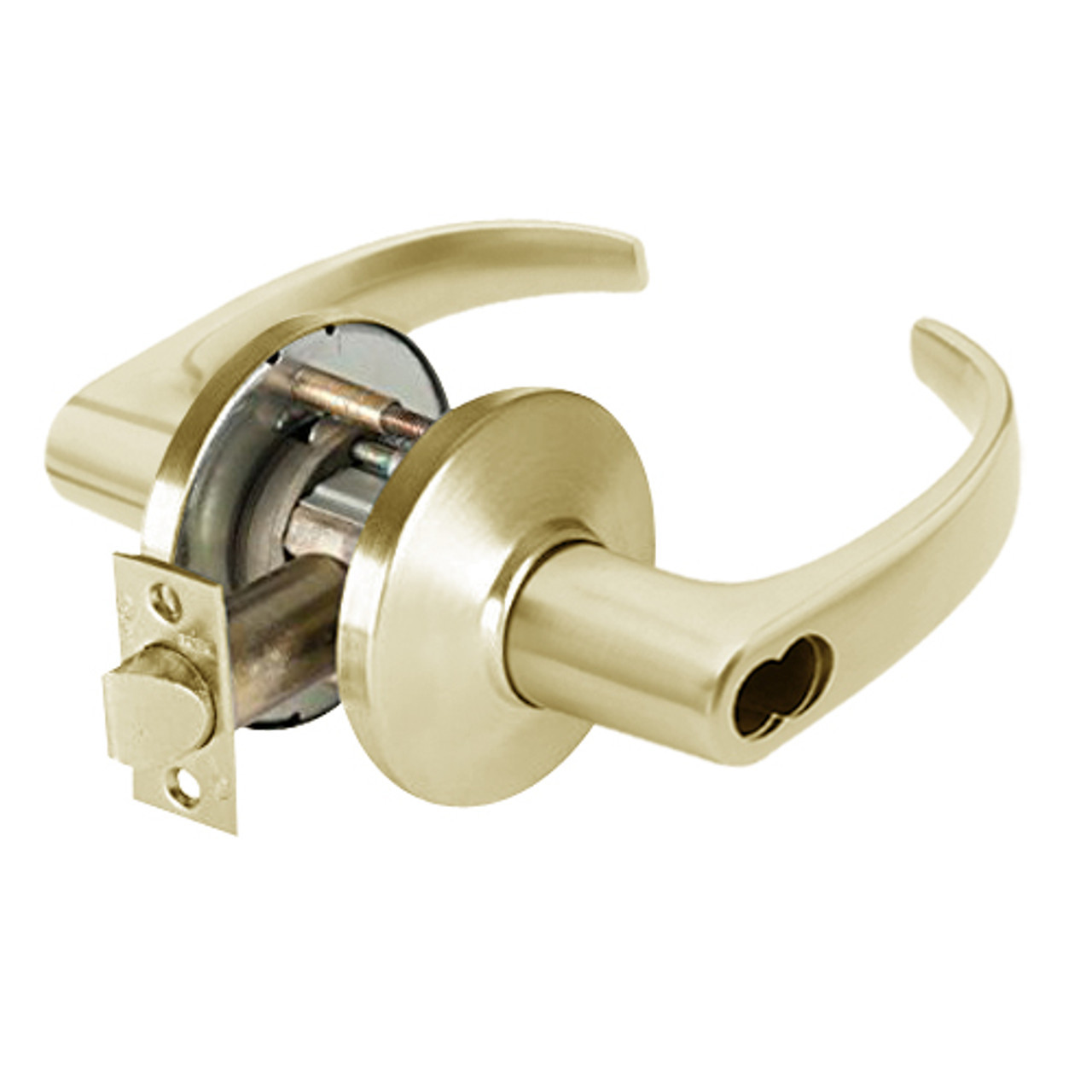 9K37B14DS3606LM Best 9K Series Office Cylindrical Lever Locks with Curved with Return Lever Design Accept 7 Pin Best Core in Satin Brass