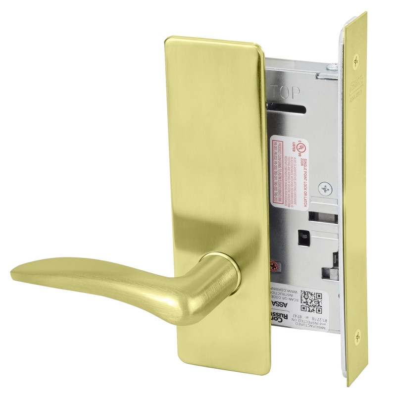ML2030-DSM-606-LH Corbin Russwin ML2000 Series Mortise Privacy Locksets with Drike Lever in Satin Brass